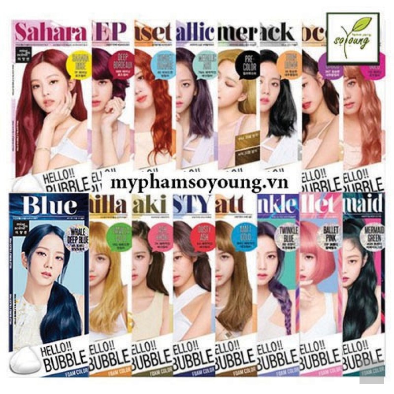 [Black Pink's Choice] Thuốc Gội Nhuộm Tóc Dạng Bọt Mise En Scène Hello Bubble Foam Color