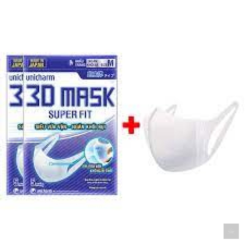 [Gói 5 Cái] Khẩu Trang Siêu Vừa Vặn Ngăn Khói Bụi Unicharm 3D Mask Super Fit